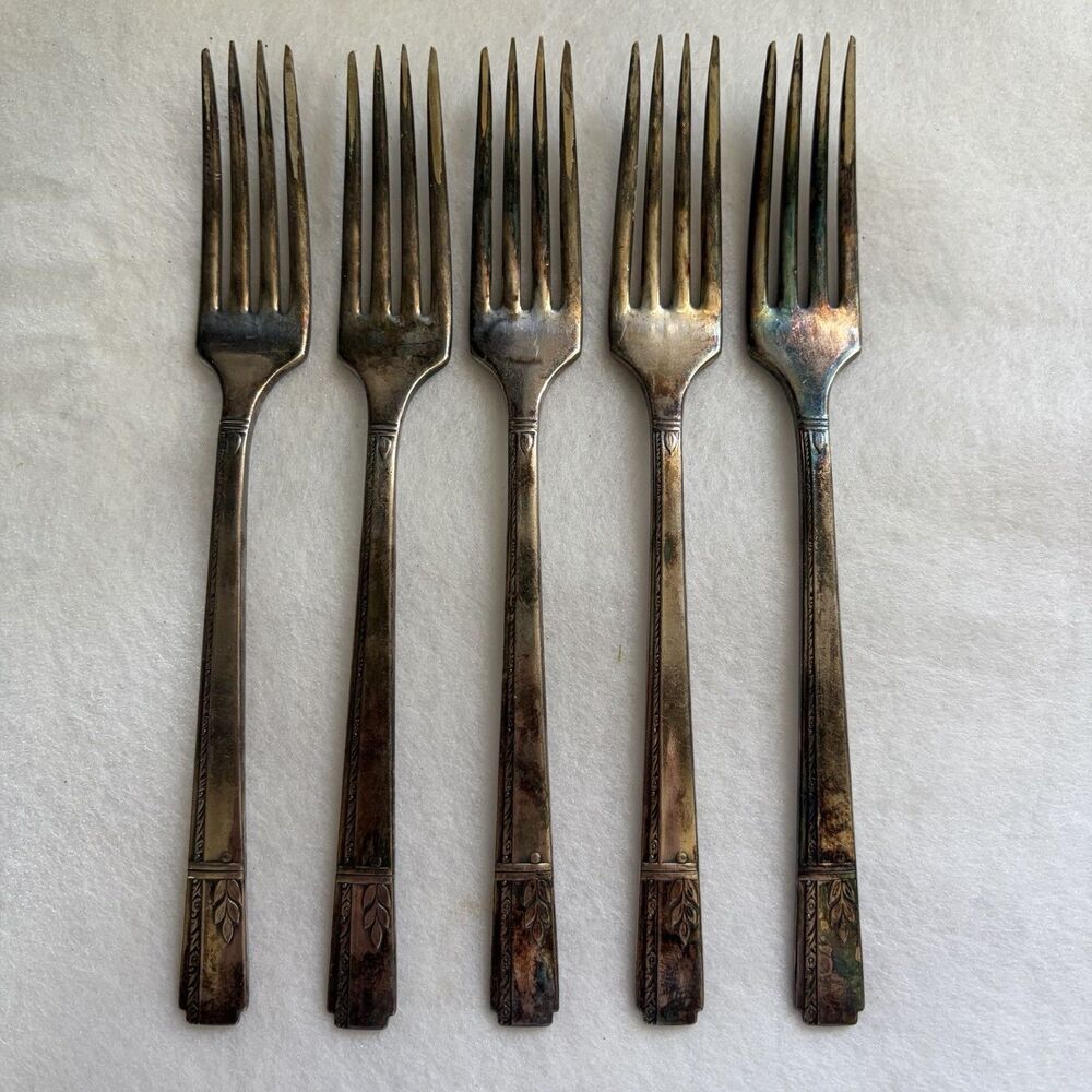 LOT OF 5 DINNER FORKS 1938 GRENOBLE PRESTIGE ONEIDA SILVERPLATE FLATWARE